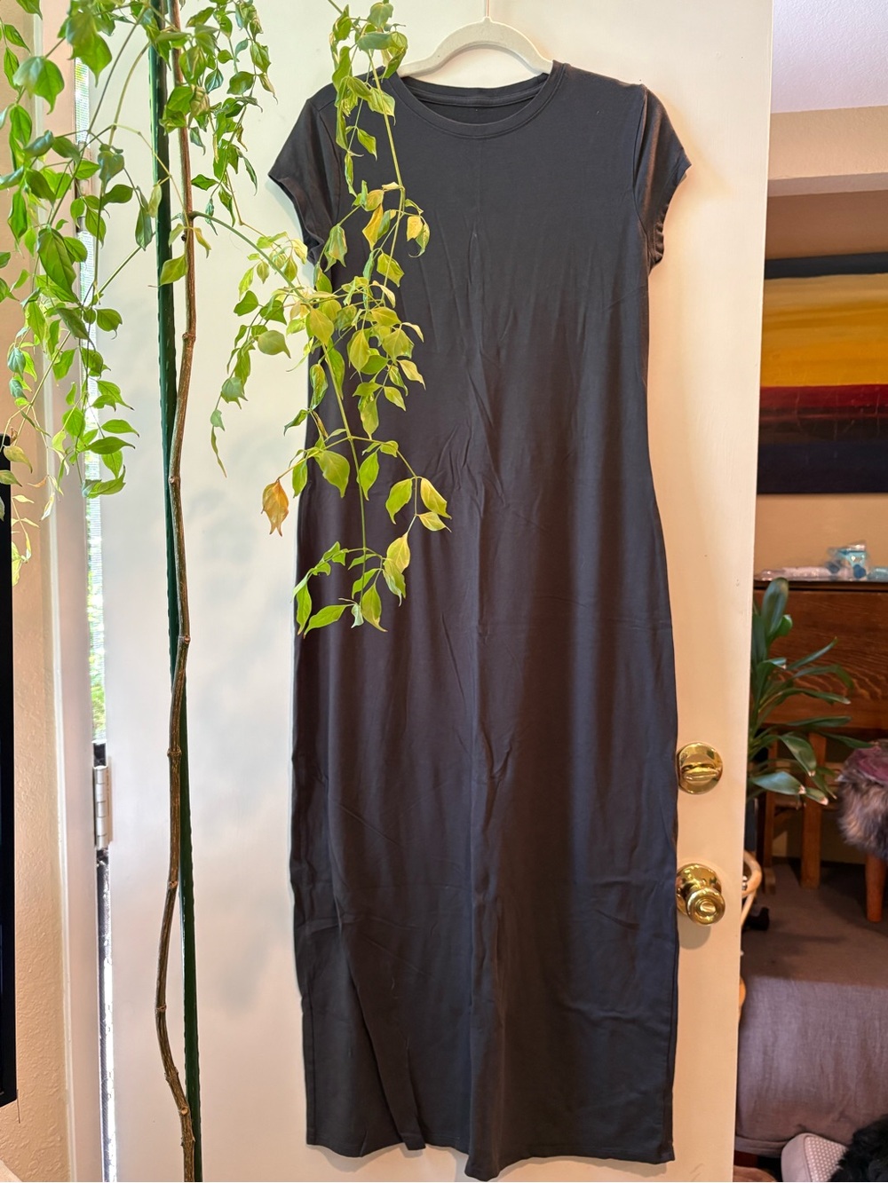 a new day Grey Long Maxi Dress-(t-shirt dress)